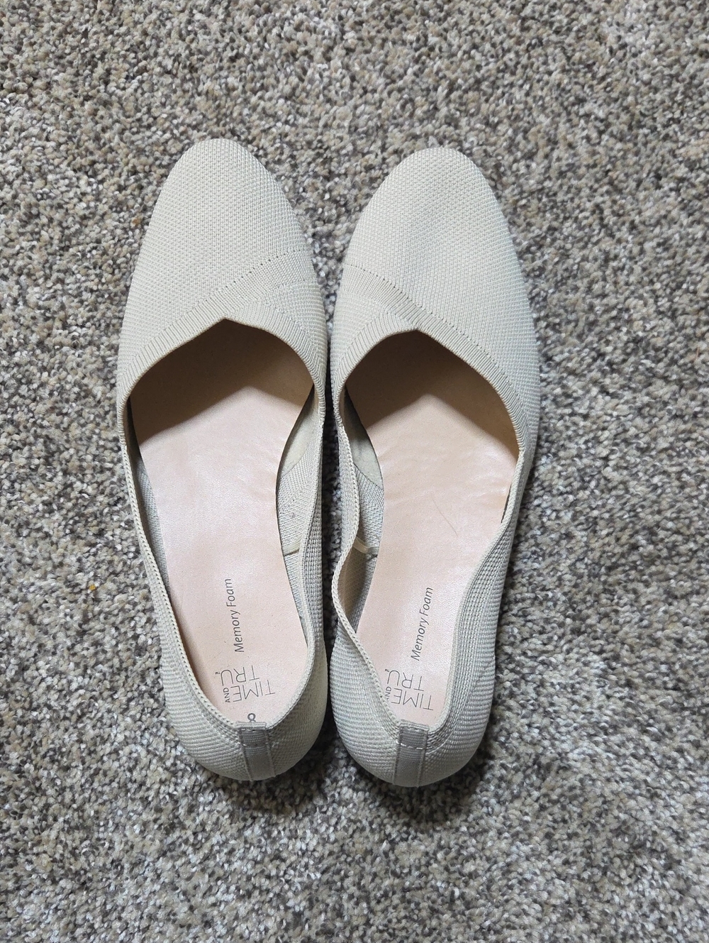 Time and Tru Cream Knit Pointed Ballet Flats
